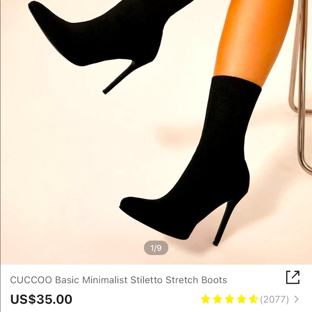 Black knit ankle boots. Size 6 never been worn